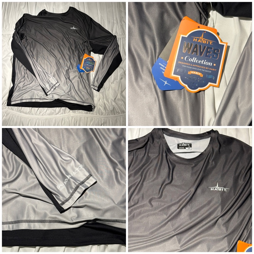 Men’s Habit NWT Performance Tee sz L Multi Color: Lunar rock phantom and black